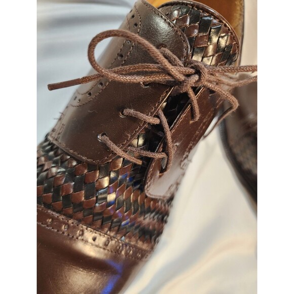 Stanley Blacker Mens 10 D  Leather Dress Shoes Basket Weave Oxford Made In Italy main image 14